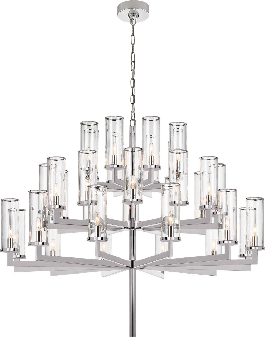 Liaison Triple Tier Chandelier | Polished Nickel | Clear Glass