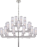Liaison Triple Tier Chandelier | Polished Nickel | Crackle Glass