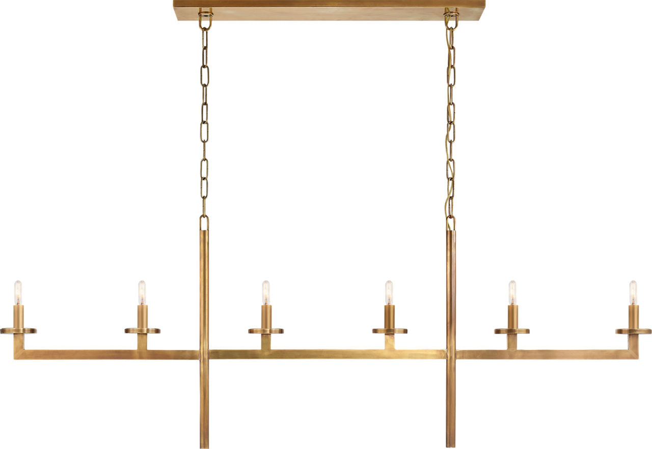 Liaison Large Linear Chandelier | Antique-Burnished Brass