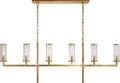 Liaison Large Linear Chandelier | Antique-Burnished Brass | Crackle Glass