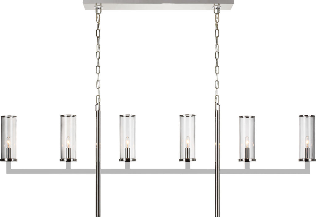 Liaison Large Linear Chandelier | Polished Nickel | Clear Glass