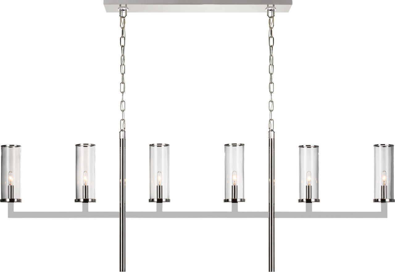 Liaison Large Linear Chandelier | Polished Nickel | Clear Glass