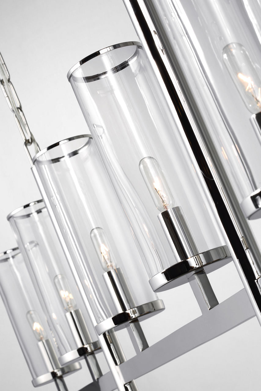 Liaison Large Linear Chandelier | Polished Nickel | Clear Glass