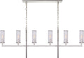 Liaison Large Linear Chandelier | Polished Nickel | Crackle Glass