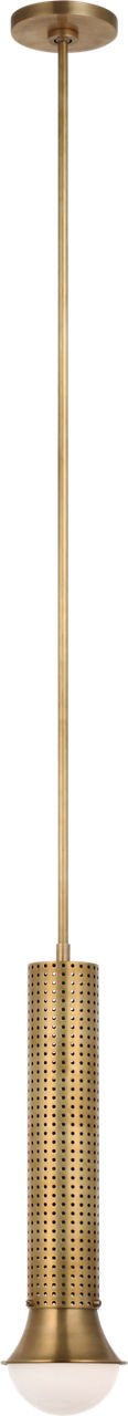 Precision Petite Elongated Pendant | Antique-Burnished Brass | White Glass
