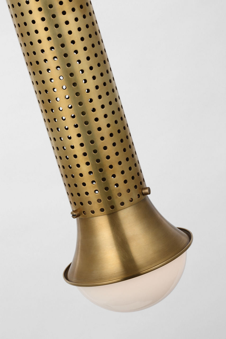 Precision Petite Elongated Pendant | Antique-Burnished Brass | White Glass