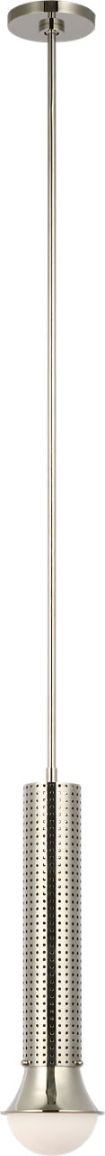 Precision Petite Elongated Pendant | Polished Nickel | White Glass