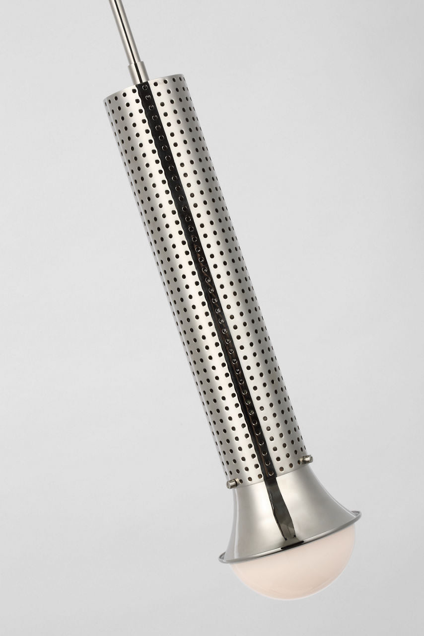 Precision Petite Elongated Pendant | Polished Nickel | White Glass