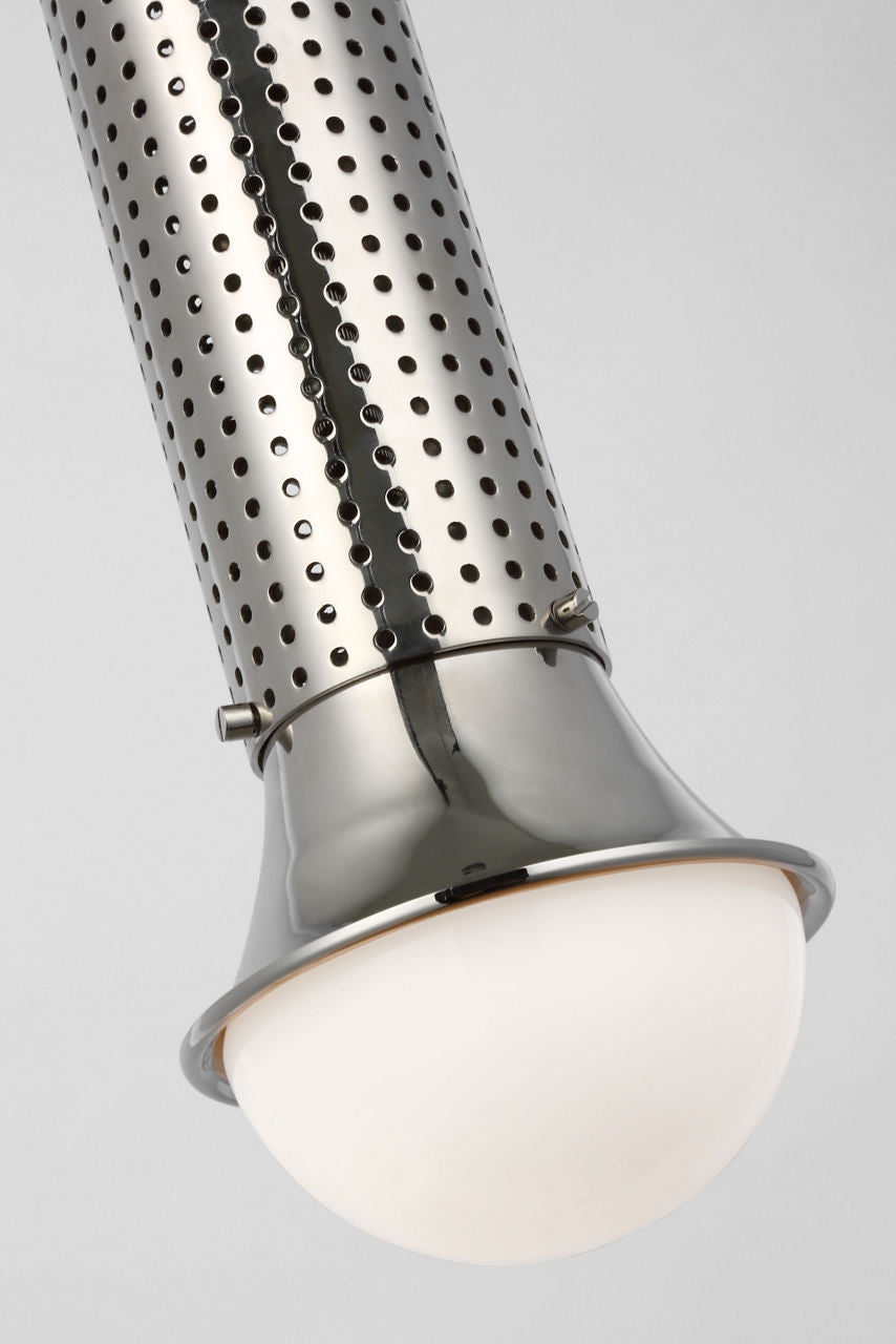 Precision Petite Elongated Pendant | Polished Nickel | White Glass