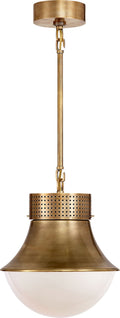 Precision Small Pendant | Antique-Burnished Brass | White Glass
