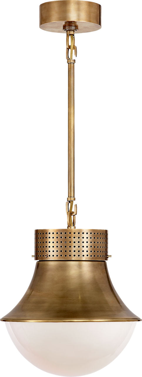 Precision Small Pendant | Antique-Burnished Brass | White Glass