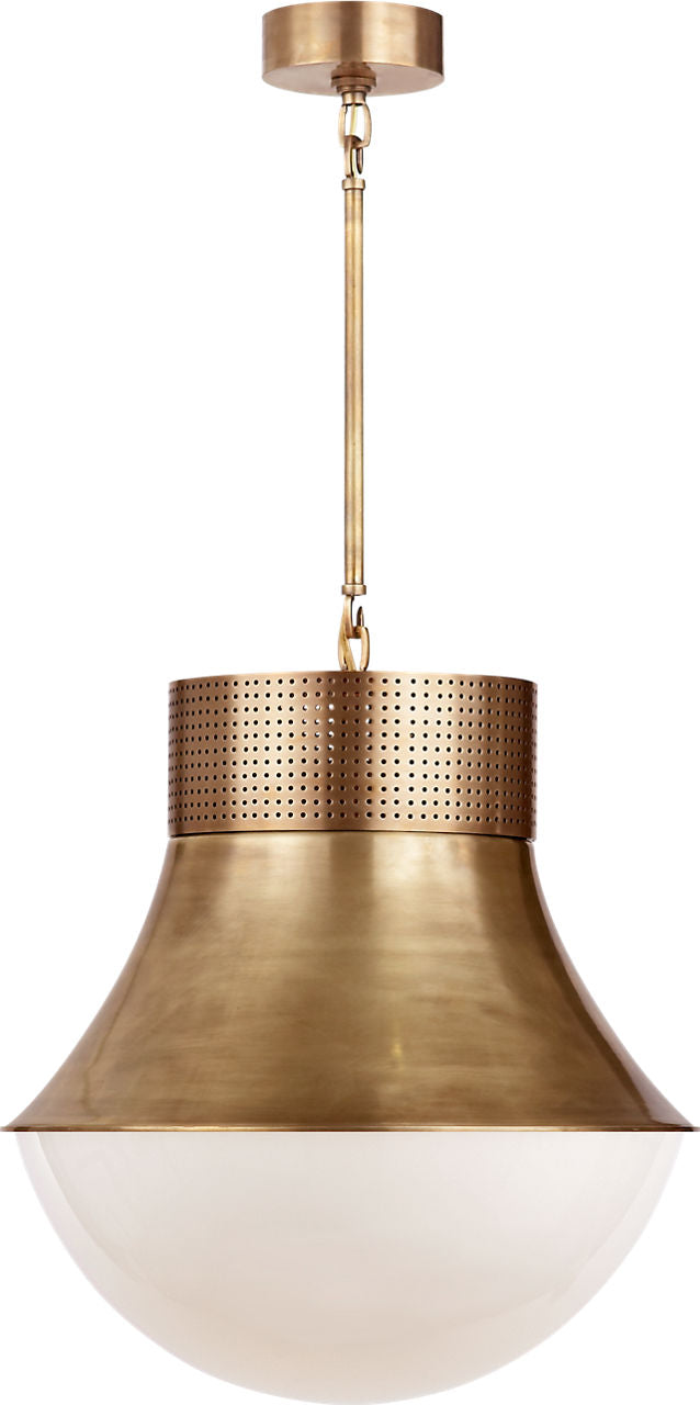 Precision Large Pendant | Antique-Burnished Brass | White Glass