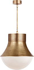 Precision Large Pendant | Antique-Burnished Brass | White Glass