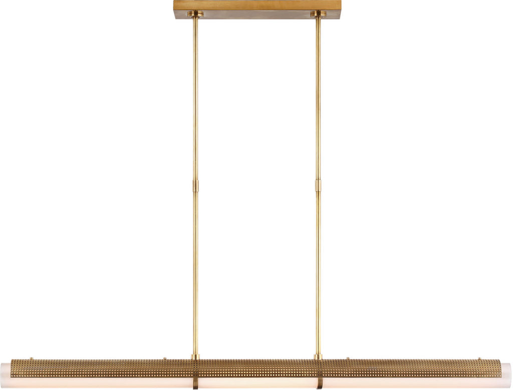 Precision Large Linear Chandelier | Antique-Burnished Brass | White Glass