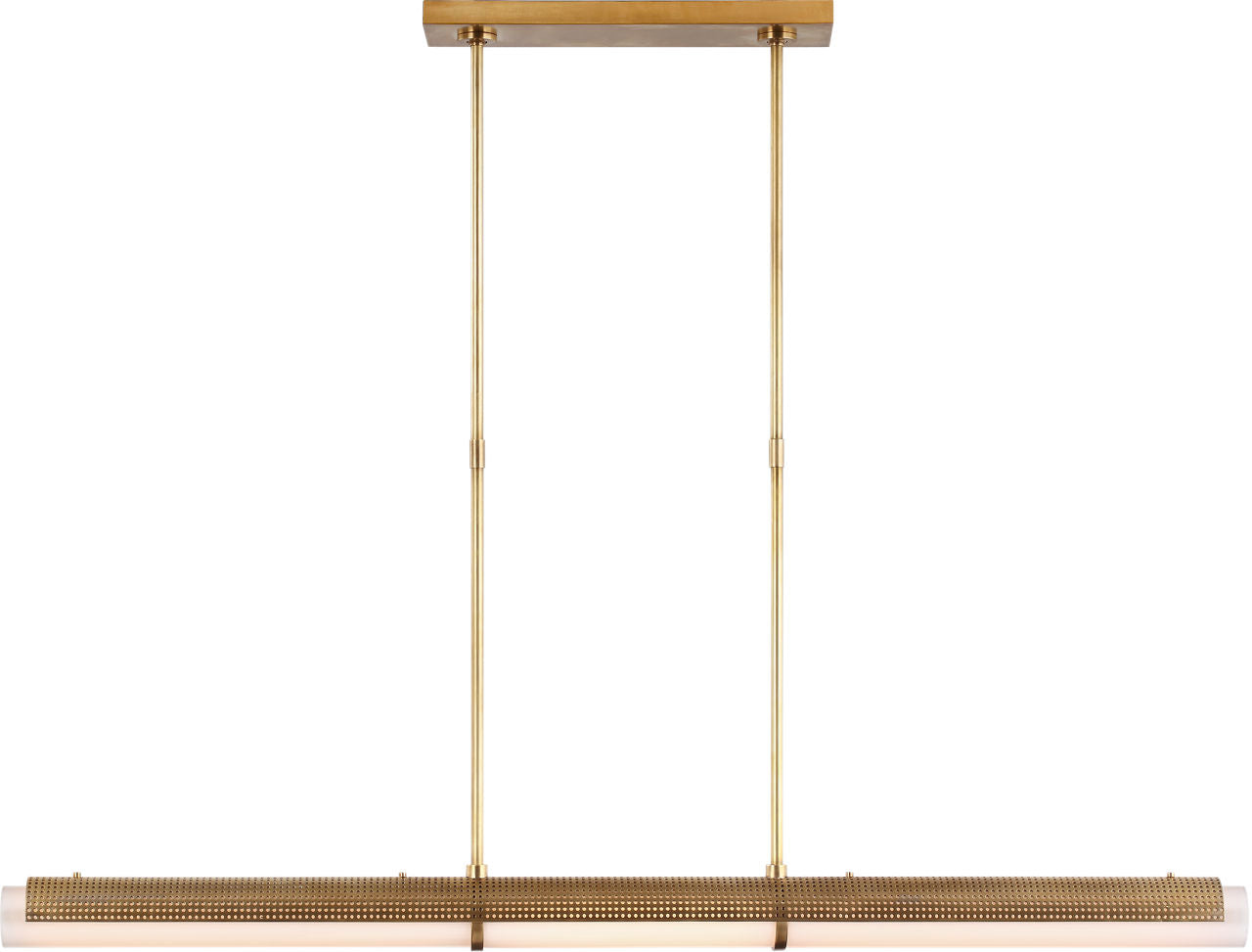 Precision Large Linear Chandelier | Antique-Burnished Brass | White Glass