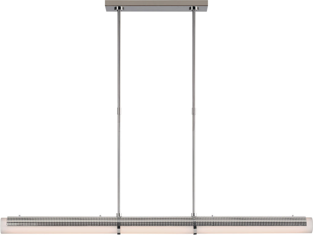 Precision Large Linear Chandelier | Polished Nickel | White Glass