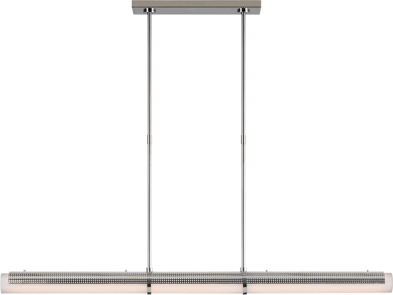 Precision Large Linear Chandelier | Polished Nickel | White Glass