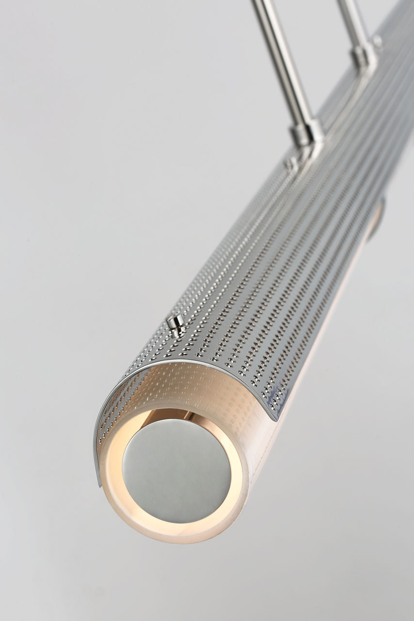 Precision Large Linear Chandelier | Polished Nickel | White Glass