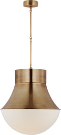 Precision 24" Pendant | Antique-Burnished Brass | White Glass