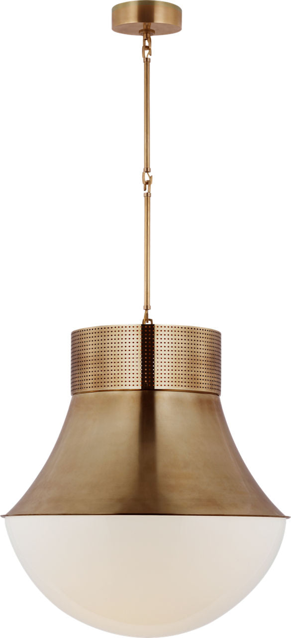 Precision 24" Pendant | Antique-Burnished Brass | White Glass