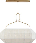 Forza Medium Linear Lantern | Antique-Burnished Brass | Gathered Linen Shade