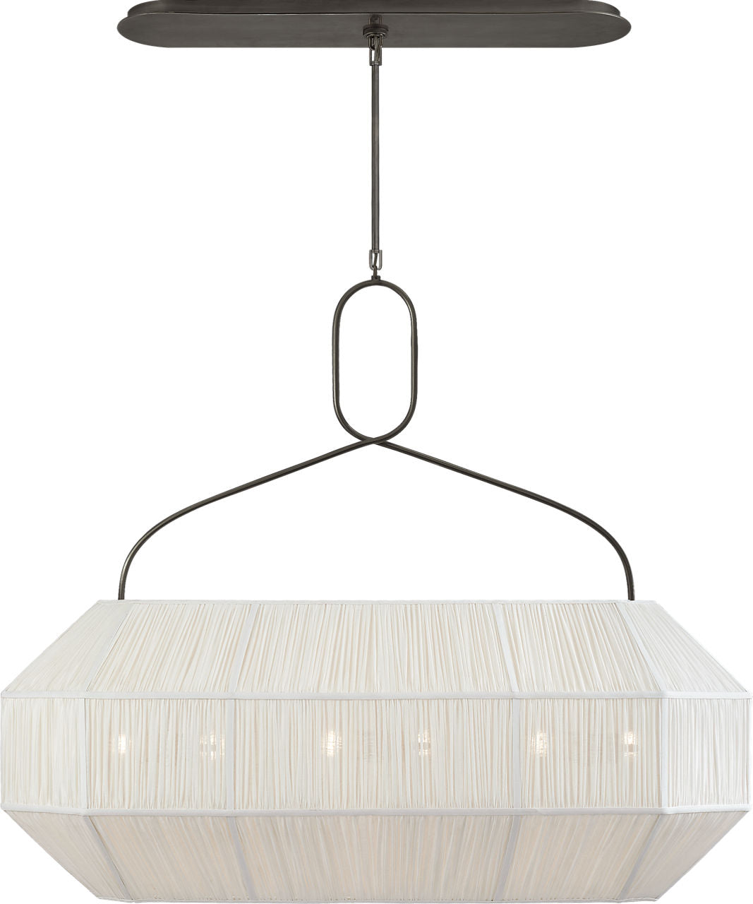Forza Medium Linear Lantern | Bronze | Gathered Linen Shade