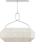 Forza Medium Linear Lantern | Polished Nickel | Gathered Linen Shade
