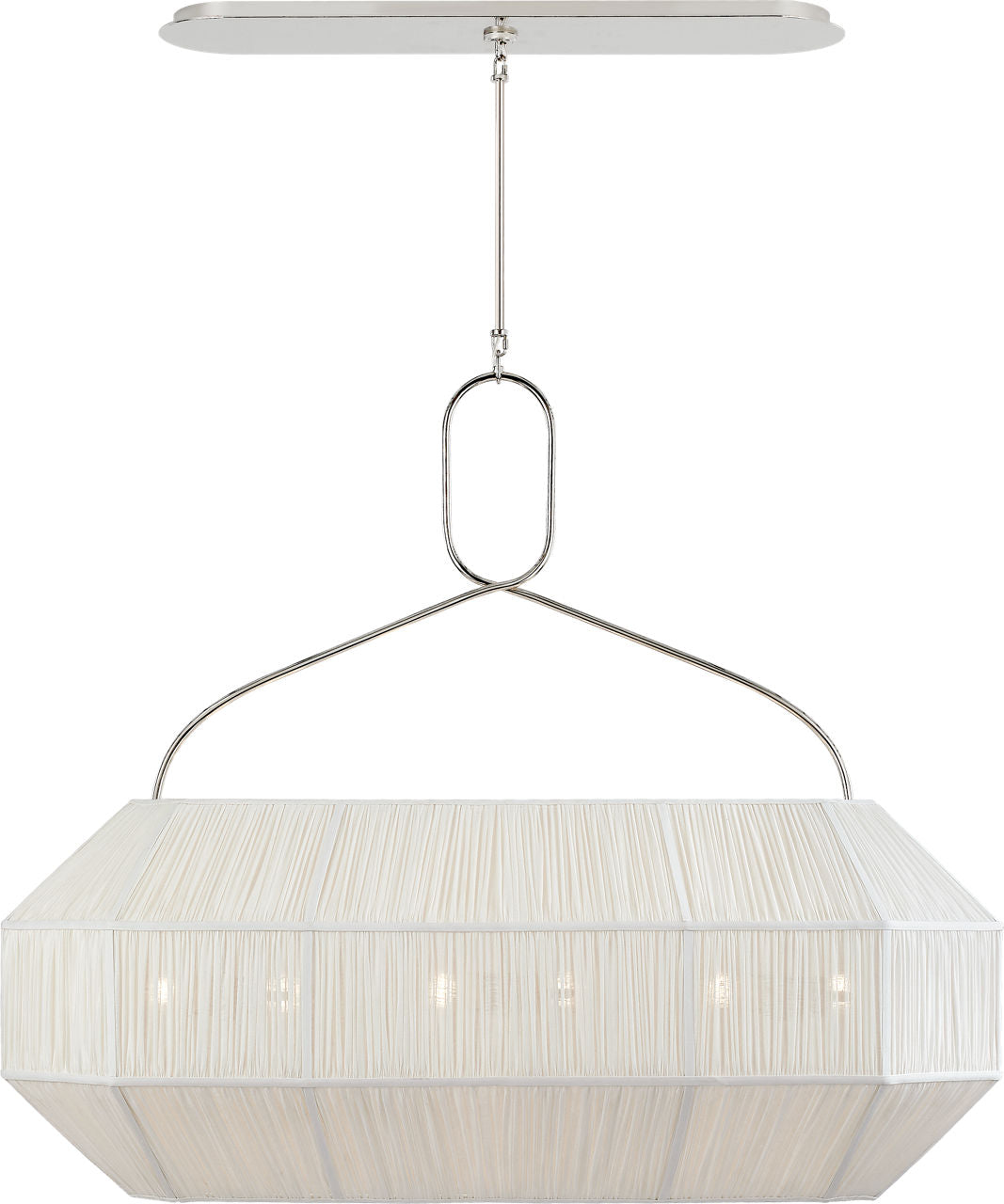 Forza Medium Linear Lantern | Polished Nickel | Gathered Linen Shade