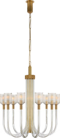 Reverie Medium Single Tier Chandelier | Clear Ribbed Glass and Antique-Burnished Brass