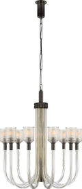 Reverie Medium Single Tier Chandelier | Clear Ribbed Glass and Bronze