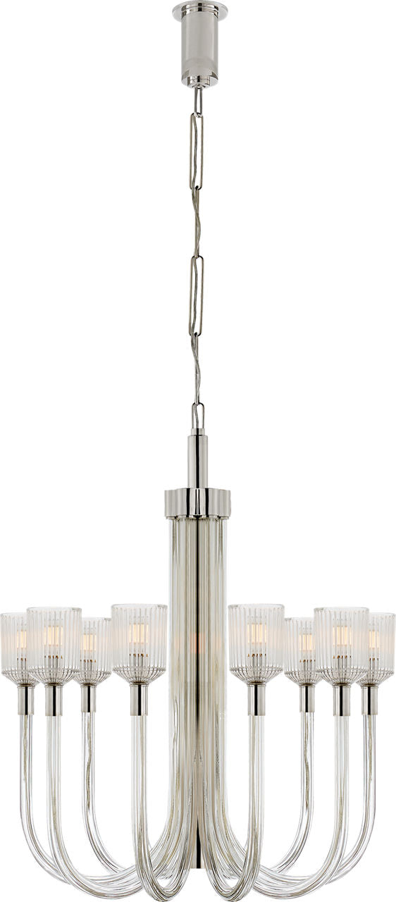 Reverie Medium Single Tier Chandelier | Clear Ribbed Glass and Polished Nickel