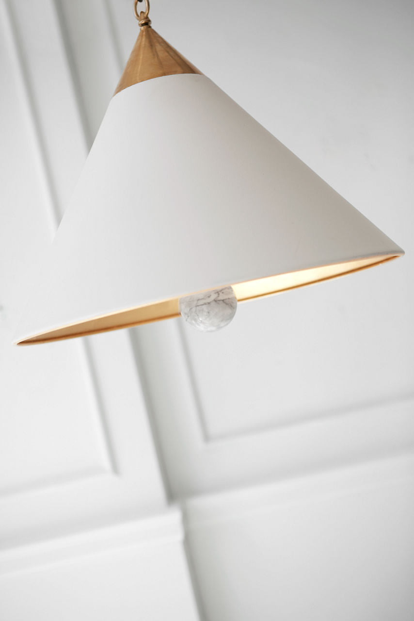 Cleo Pendant | Antique-Burnished Brass and Antique White | Frosted Acrylic