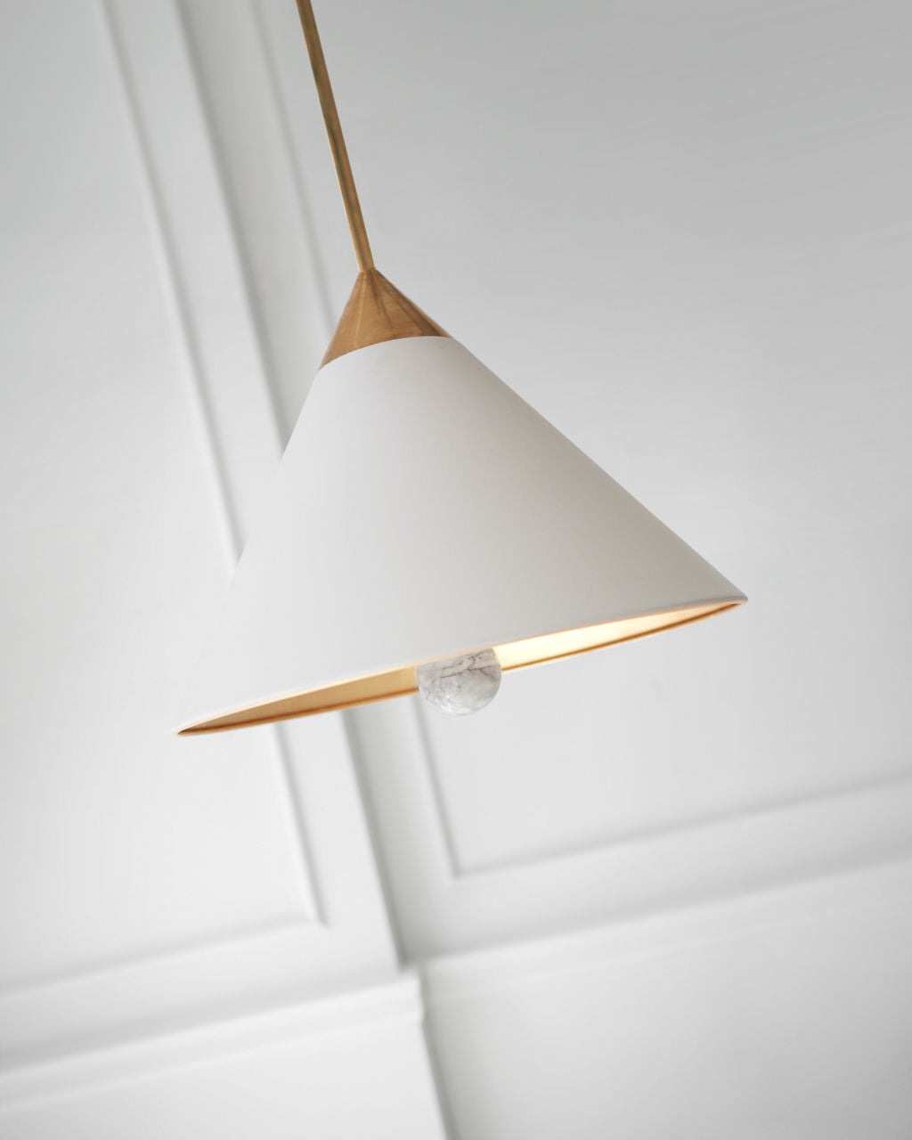 Cleo Pendant | Antique-Burnished Brass and Antique White | Frosted Acrylic