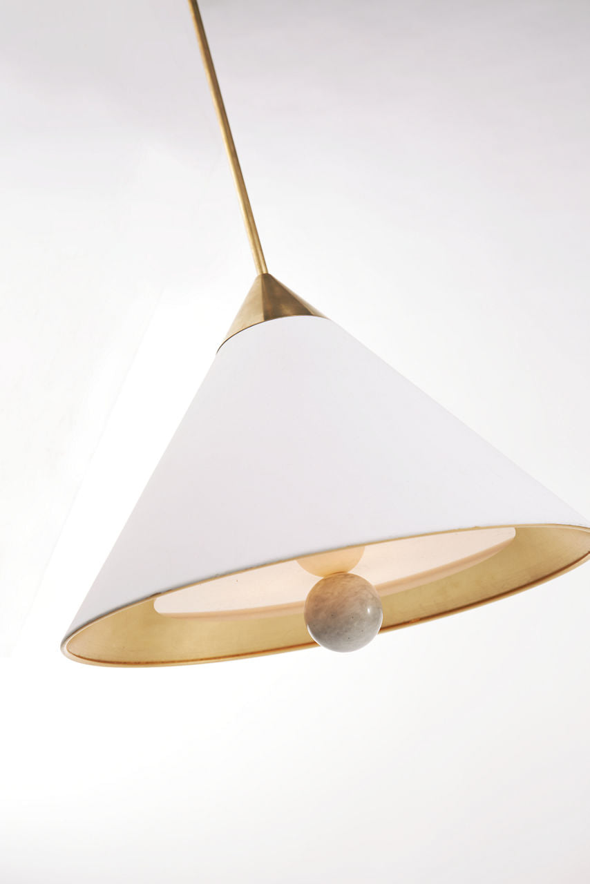 Cleo Pendant | Antique-Burnished Brass and Antique White | Frosted Acrylic
