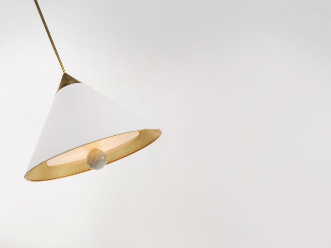 Cleo Pendant | Antique-Burnished Brass and Antique White | Frosted Acrylic