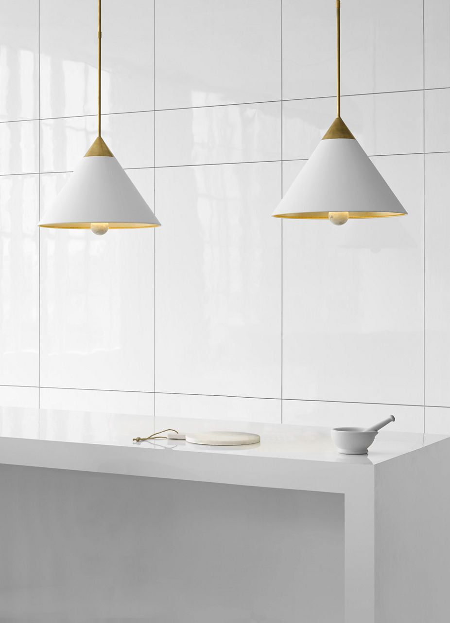 Cleo Pendant | Antique-Burnished Brass and Antique White | Frosted Acrylic