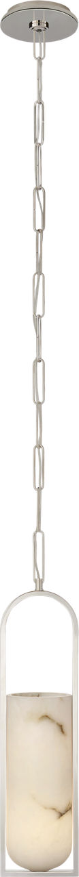 Melange Small Elongated Pendant | Polished Nickel | Alabaster Shade