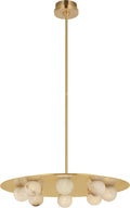 Pertica 24" Eight Light Chandelier | Mirrored Antique Brass | Alabaster