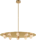 Pertica 36" Ten Light Chandelier | Mirrored Antique Brass | Alabaster