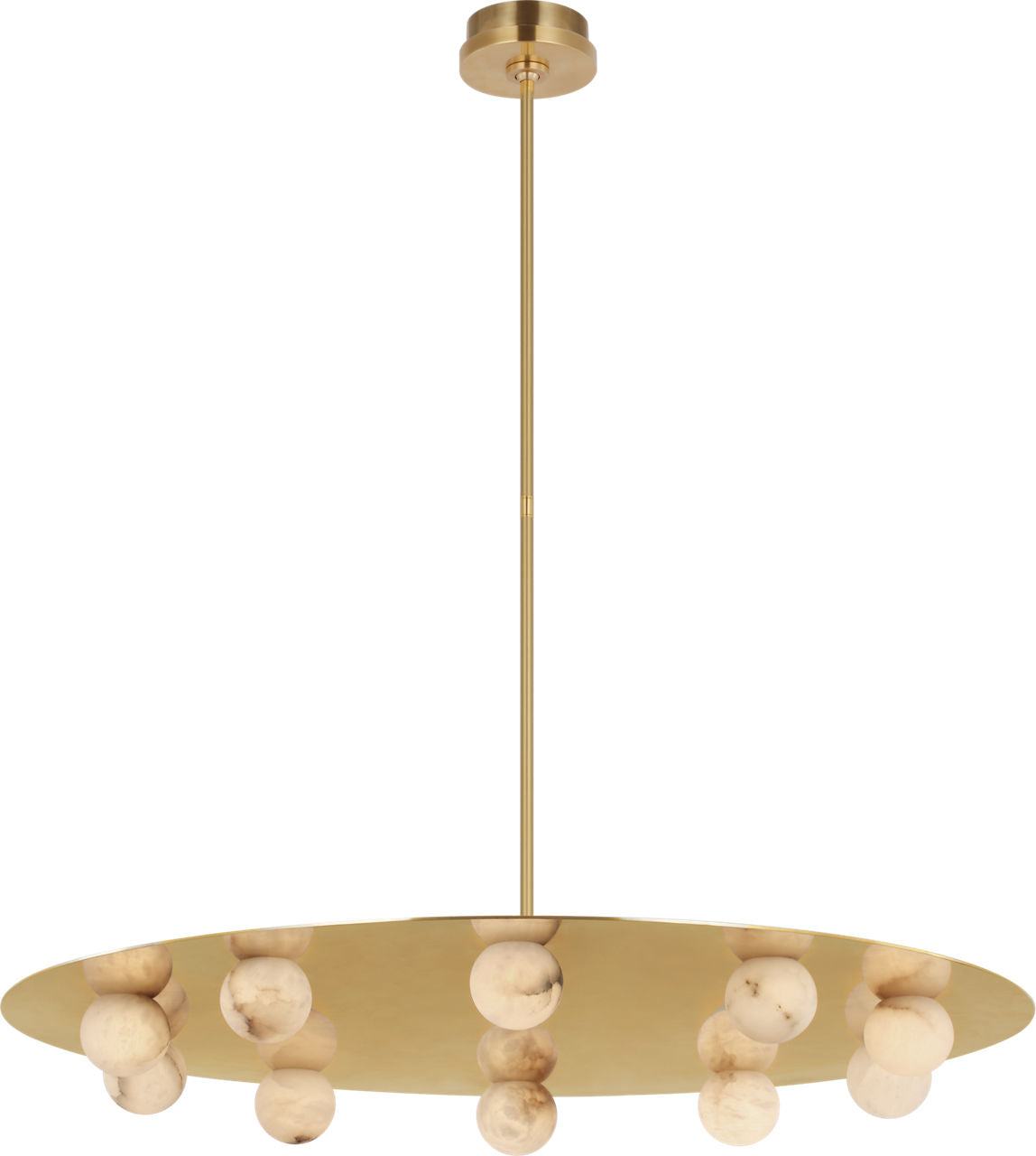 Pertica 36" Ten Light Chandelier | Mirrored Antique Brass | Alabaster