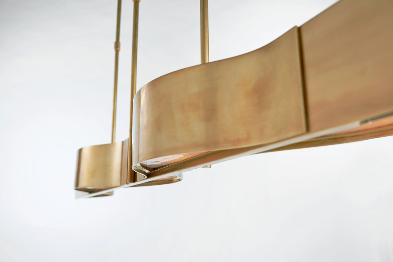Avant Large Linear Pendant | Antique-Burnished Brass | Frosted Glass