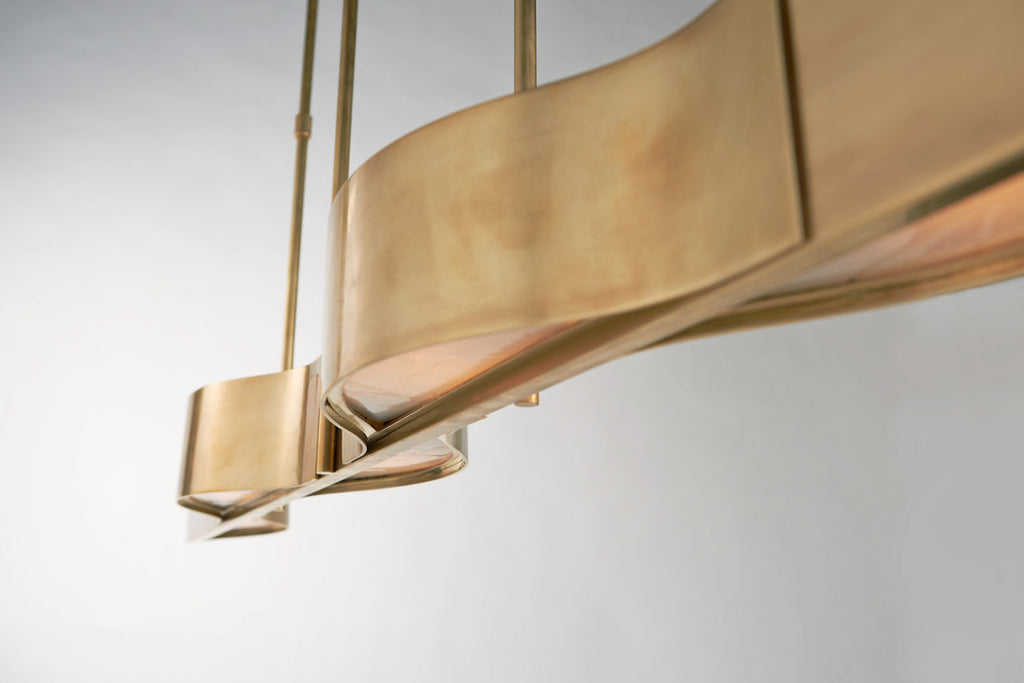 Avant Large Linear Pendant | Antique-Burnished Brass | Frosted Glass
