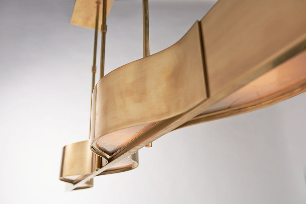 Avant Large Linear Pendant | Antique-Burnished Brass | Frosted Glass
