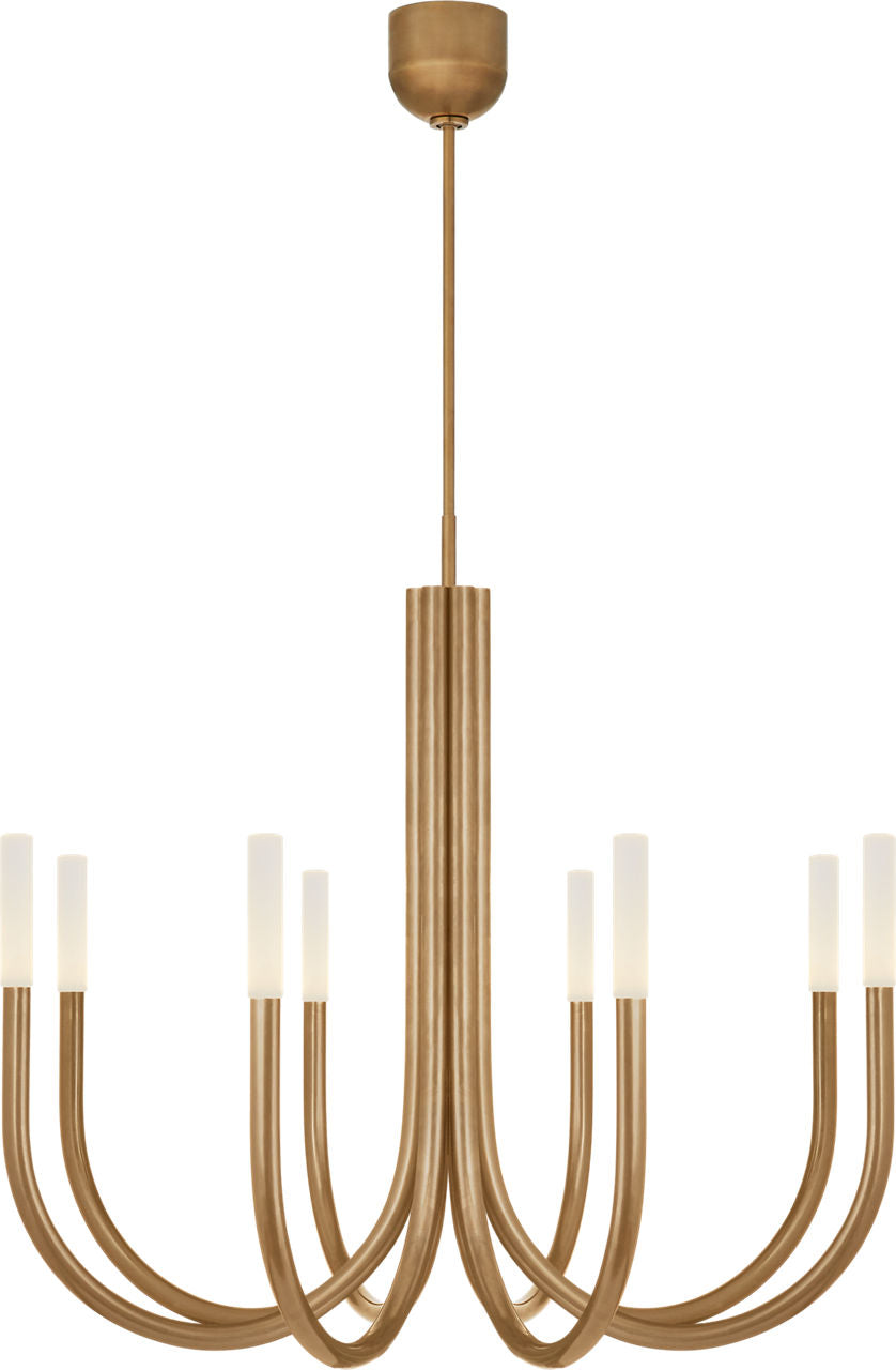Rousseau Medium Chandelier | Antique-Burnished Brass | Etched Crystal
