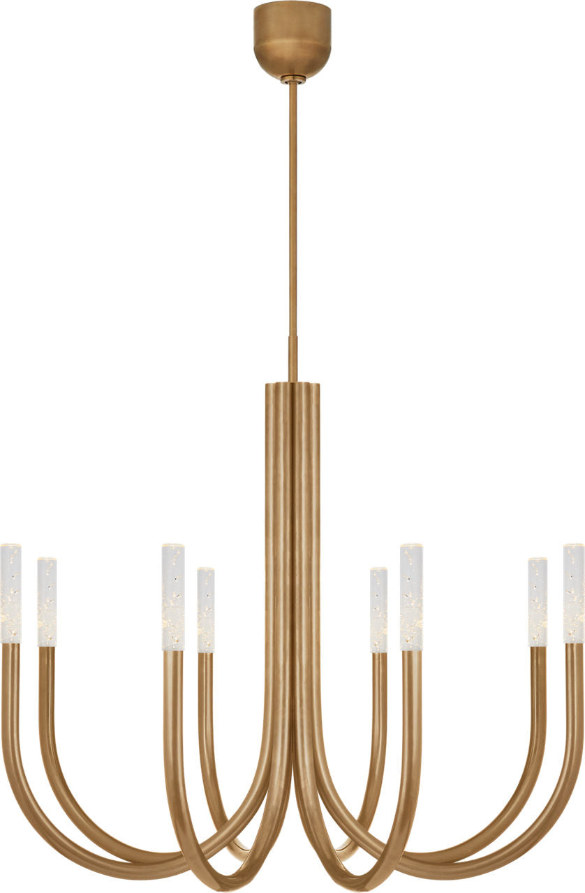 Rousseau Medium Chandelier | Antique-Burnished Brass | Seeded Glass