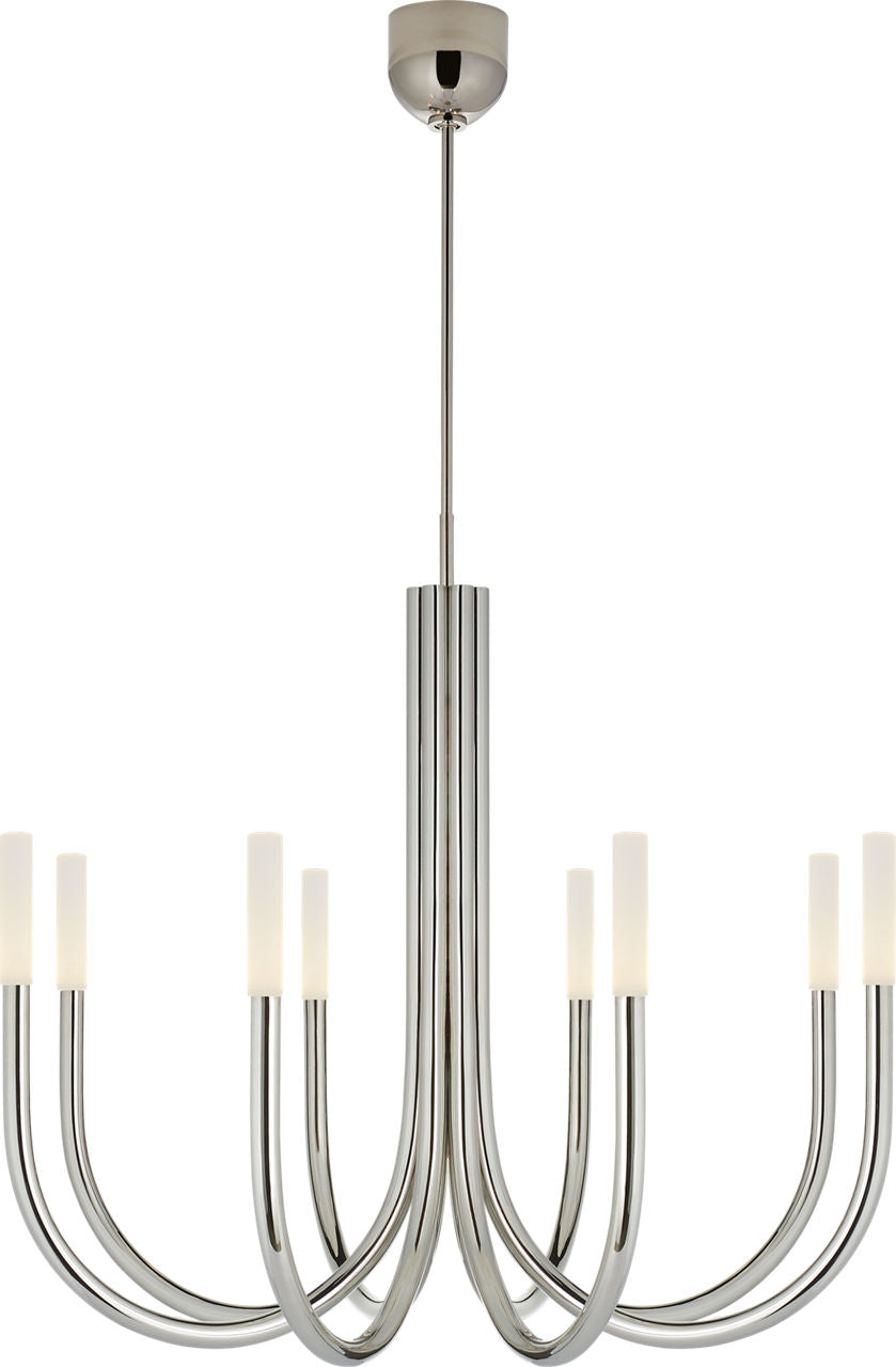 Rousseau Medium Chandelier | Polished Nickel | Etched Crystal