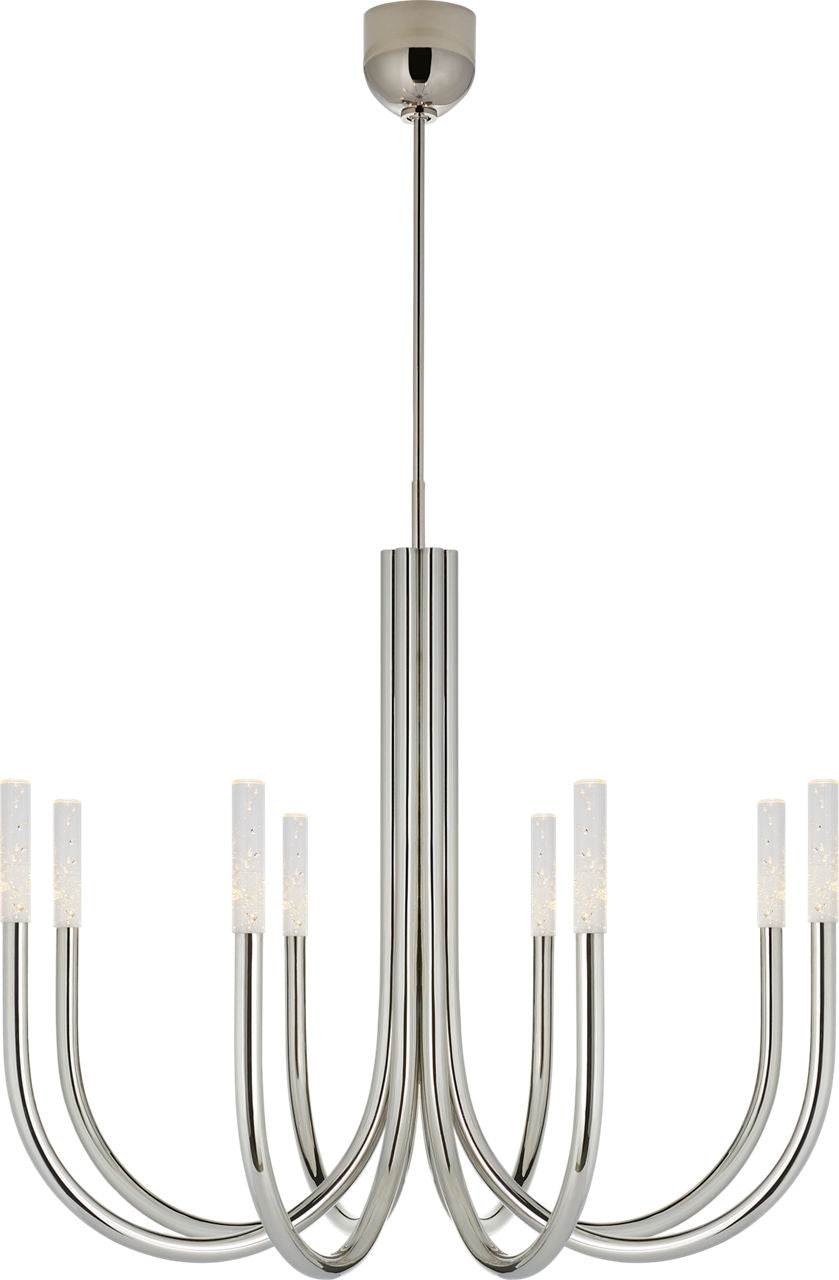 Rousseau Medium Chandelier | Polished Nickel | Seeded Glass