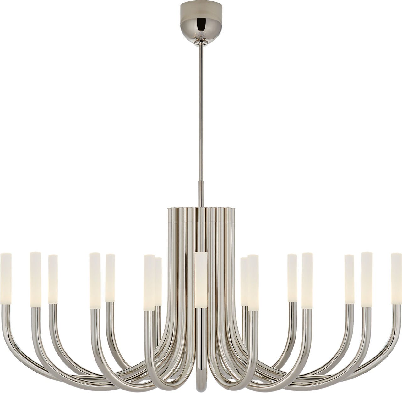 Rousseau Large Oval Chandelier | Polished Nickel | Etched Crystal