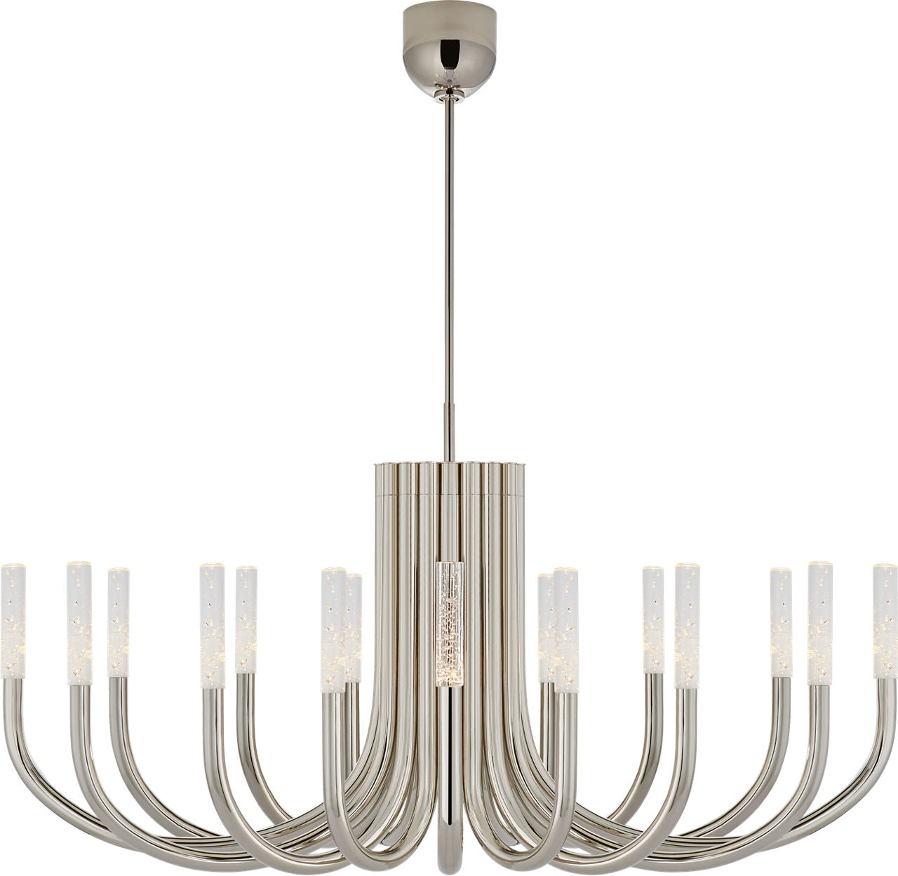 Rousseau Large Oval Chandelier | Polished Nickel | Seeded Glass