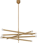 Rousseau Grande Ten Light Articulating Chandelier | Antique-Burnished Brass | Clear Glass Orb